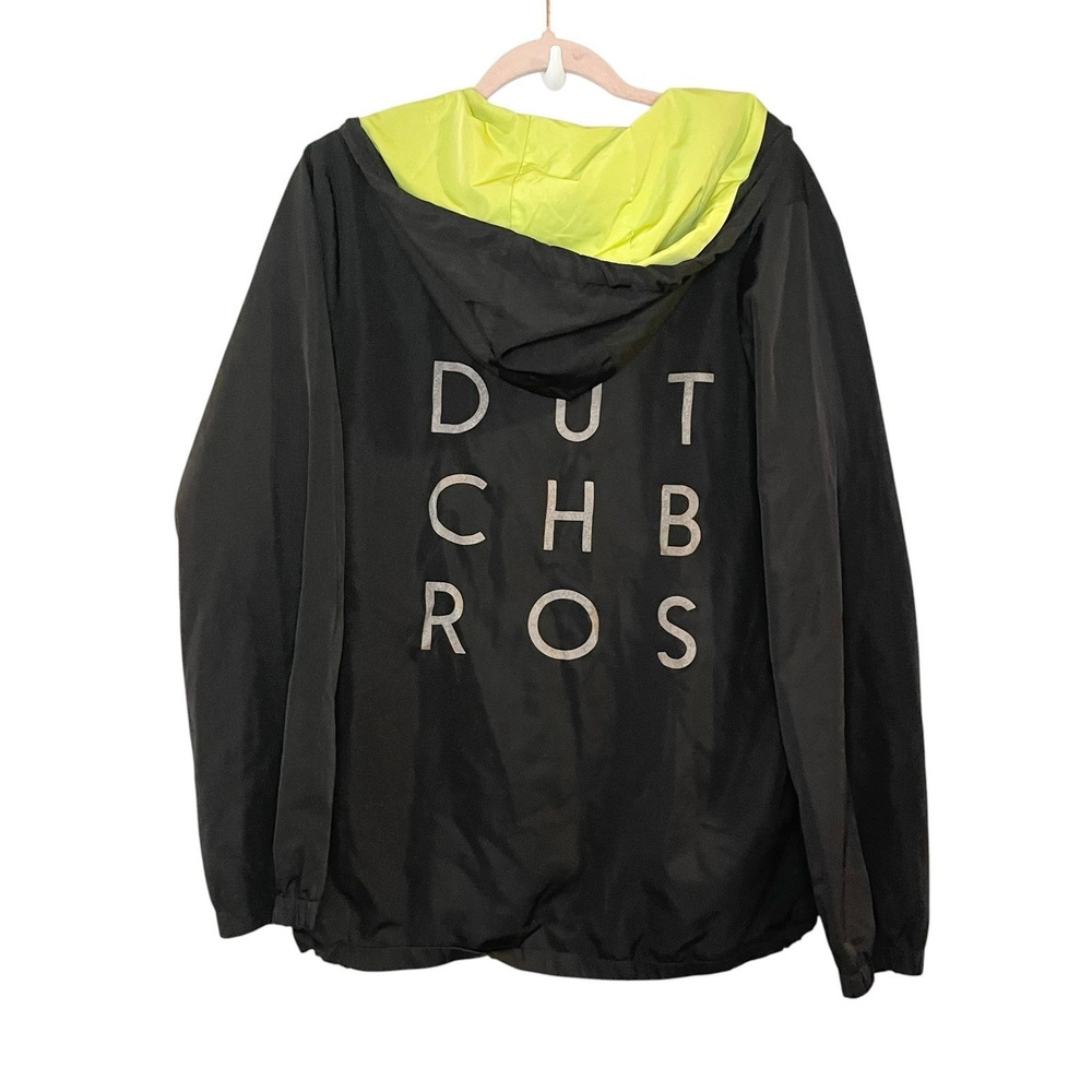 Dutch Bros Coffee Windbreaker Jacket Mens S Black Full Zip Hooded
